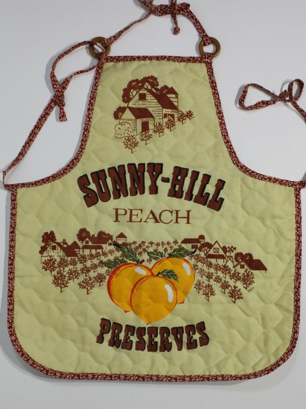 Vintage Apron Sunny-Hll Peach Preserves Quilted 80s 90s